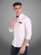 Mens Casual Full Sleeve Silver Button Shirt